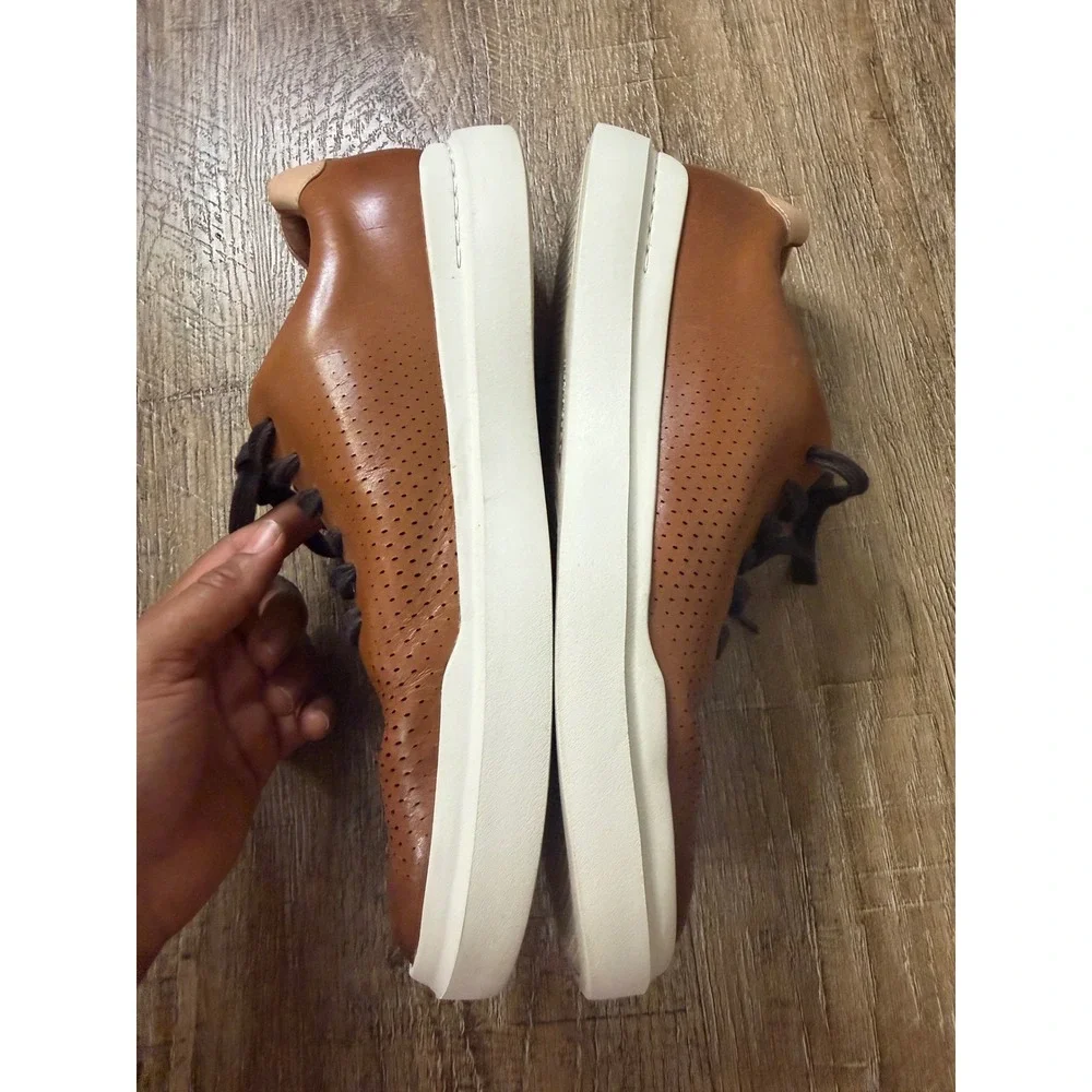 Cole Haan Grand Crosscourt Perforated Leather Sneakers British Tan Mens 10